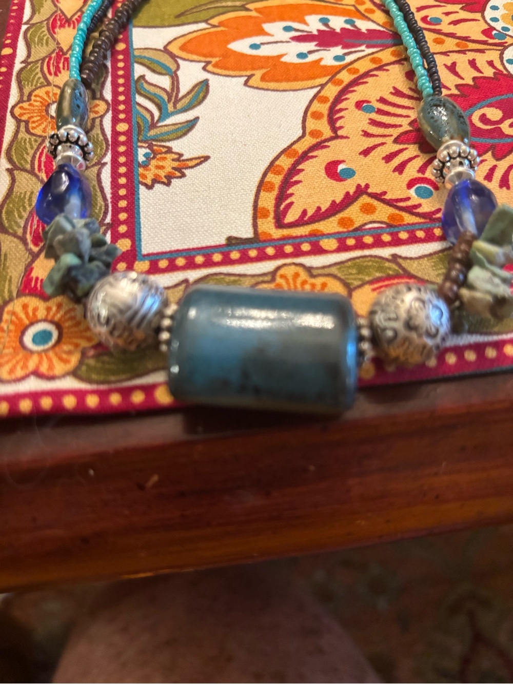 Vintage Cold water Creek Handcrafted Blue Beaded Statement Necklace